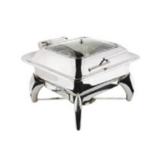 Öztiryakiler Kare Cam Kapaklı Chafing Dish, Ayaklı, Gn 2/3, 6 lt - Öztiryakiler