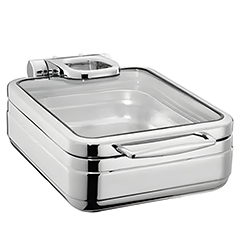 Öztiryakiler Lux Chafing Dish, Hidrolik Cam Kapaklı, Kare, Gn 2/3, 6 lt - Öztiryakiler