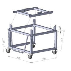 Öztiryakiler Pot Transport Trolley, Floor Stove Top, 95x85x65 cm - Öztiryakiler