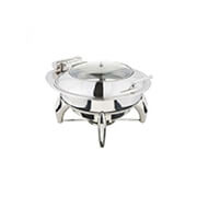 Öztiryakiler Round Glass Lid Chafing Dish, With Stand, 2/3 Gn - Öztiryakiler
