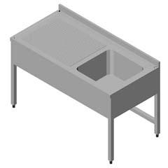 Work Table with Sink, 1G/1D, Left 3 Curtains, Disassembled, 100x70 cm - Öztiryakiler