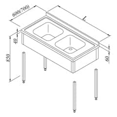 Work Table with Sink, 2G, 3 Curtains, Disassembled, 120x70 cm - Öztiryakiler