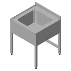 Work Table with Sink 1 Compartment Curtain 60x60 cm - Öztiryakiler