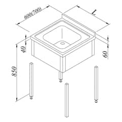 Work Tables with Sink 1 Compartment 3 Curtained Disassembled 70x60 cm - Öztiryakiler