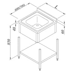 Work Tables with Sink 1G 3 Curtained Base Shelved Disassembled 70x70 cm - Öztiryakiler