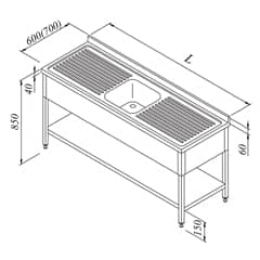 Work Tables with Sink 1G/2D 3-Door Base Shelved 160x70 cm - Öztiryakiler