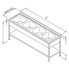 Work Table with Sink 4G 3 Curtains 210x60 cm - Öztiryakiler