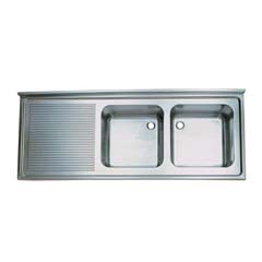 Sink Unit, Double Bowl with Left Drainboard, 150x60 cm - Öztiryakiler
