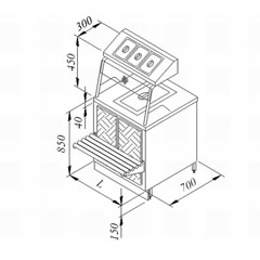 Öztiryakiler Wooden Coated Hot Service Counter, Gas, 150x70 cm - Öztiryakiler