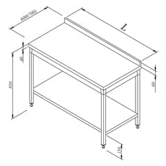 Workbench with Base Shelf and Back 100x60 cm - Öztiryakiler