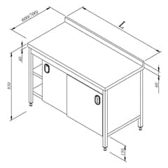 Workbench with Cabinet and Intermediate Shelf 160x70 cm - Öztiryakiler