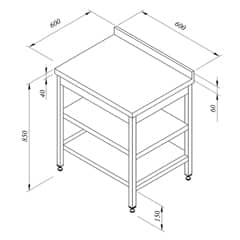 Workbench with Middle Shelf and Back 60x60 cm - Öztiryakiler