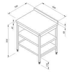 Workbench with Middle Shelf and Back 60x70 cm - Öztiryakiler