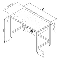 Workbench with Marble Top and Single Drawer without Base Shelf 120x70 cm - Öztiryakiler