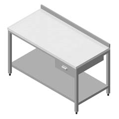 Workbench with Polyethylene Tabletop and Base Shelf Single Drawer 120x60 cm - Öztiryakiler