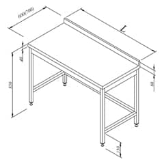 Base Shelfless Working Benches Backsplash 100x70 cm - Öztiryakiler