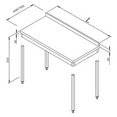Base Shelfless Working Benches with Backsplash Disassembled, 90x70 cm - Öztiryakiler