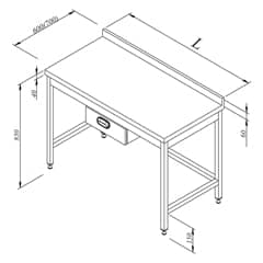 Workbench Base Shelfless Single Drawer Backrest 190x60 cm - Öztiryakiler