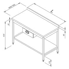 Workbench Base Shelf Single Pull Back 120x60 cm - Öztiryakiler