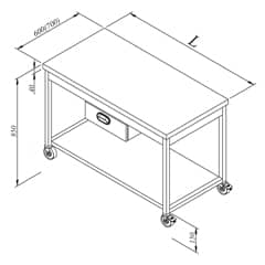 Base Shelved Work Table Single Drawer Mobile 190x60 cm - Öztiryakiler
