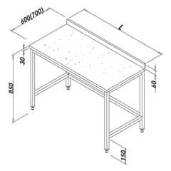 Work Table with Intermediate Shelves Marble Top Base Shelfless 160x70 cm - Öztiryakiler