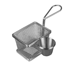 Patates Kızartma Sunum Sepeti, Mini Kare, Sosluklu, 8x10x7 cm - MUTBEX