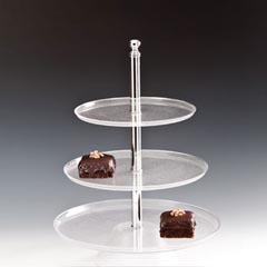Zicco Polycarbonate Pastry Fruit Display Stand, 3 Tier, 25x30x35x50 cm, Transparent - 1