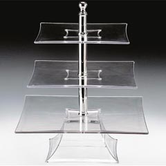 Zicco Polycarbonate Display Stand, 3 Tier, 44 cm Height, Transparent - Zicco