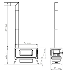 Remta KM01 Kuzineli Kamp Sobası, 28x56x40 cm - 4