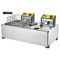 Remta R102 Elektrikli Fritöz, Çiftli, Kapaklı, 8+8 Litre Kapasiteli, 25x25x12 cm Sepet Ölçülü - Remta