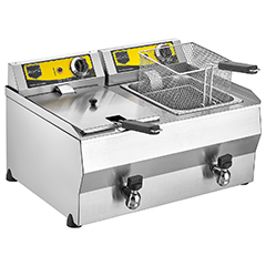 Remta R111 Electric Fryer, 8+8 Liter Capacity, with Drain Valve, 22x22x15 cm Basket Size - Remta