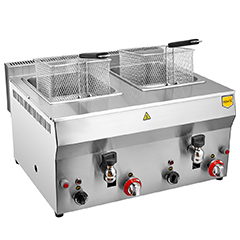 Remta R113CE Fryer, Double, LPG, with Drain Valve, 8+8 Liter Capacity, 25x25x12 cm Basket Size - Remta