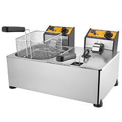 Remta R93 Electric Deep Fryer, Double, With Lid, 5+5 Liter Capacity, 19x22x12 cm Basket Size - Remta