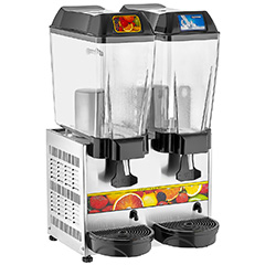 Remta ST13 Double Sherbet and Buttermilk Cooling Machine, 1 with Fountain, 1 with Mixer, 20+20 Liter Capacity, Silver - Remta