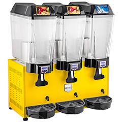 Remta ST17 Triple Sherbet and Buttermilk Cooling Machine, 2 Fountain, 1 Mixer, 20+20+20 Liter Capacity, Yellow - Remta