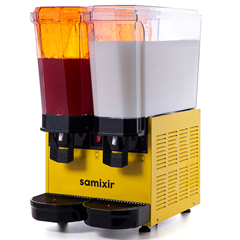 Samixir 40.SMY Classic Twin Cold Beverage Dispenser, 20+20 Lt, with Stirrer and Fountain, Yellow - Samixir 