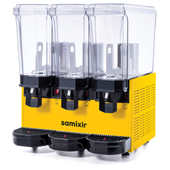 Samixir 60.MMMY Classic Triple Cold Beverage Dispenser, 20+20+20 liters, 3 Agitators, Yellow - 2