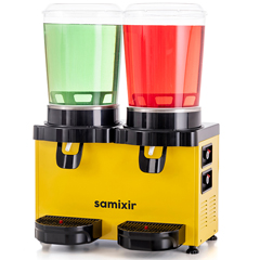Samixir MM20 Panoramic Twin Cold Beverage Dispenser, 10+10 Lt, Double Mixer, Yellow - 1