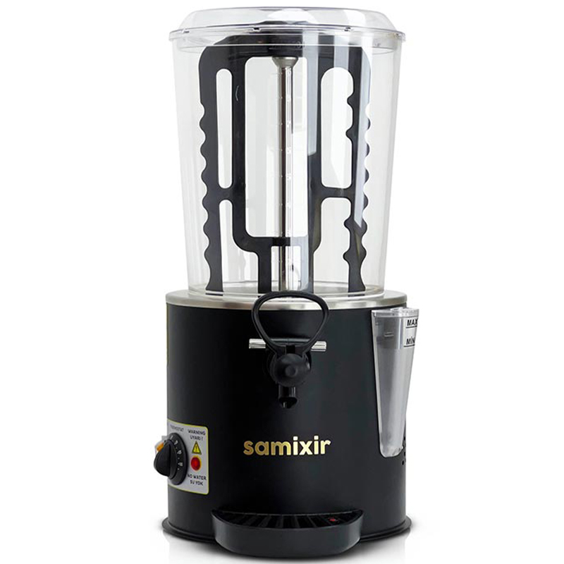 Samixir SC10 Panoramik Sıcak Çikolata ve Sahlep Makinesi, 10 Lt, Karıştırıcılı, Siyah