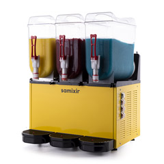 Samixir SLUSH36 Slush Triple Ice and Cold Beverage Dispenser, 12+12+12 L, Yellow - 1