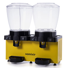 Samixir - Samixir SM44 Panoramik Twin Soğuk İçecek Dispenseri, 22+22 lt, Karıştırıcılı ve Fıskiyeli, Sarı (1)