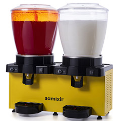 Samixir SM44 Panoramik Twin Soğuk İçecek Dispenseri, 22+22 lt, Karıştırıcılı ve Fıskiyeli, Sarı - 1