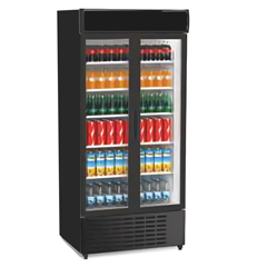 Senox Double Door Upright Bottle Cooler, With Canopy, Sliding Door, Black, 98x74x214.5 cm - Senox