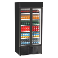 Senox Double Door Upright Bottle Cooler with Canopy, Swing Doors, Black, 98x74x214.5 cm - Senox
