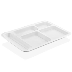 Shome Polycarbonate Self Service Children Tray, 5-Compartment, White 