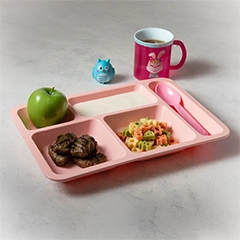 Shome Polycarbonate Self Service Kids Tray, 5 Compartments, Pink - 2