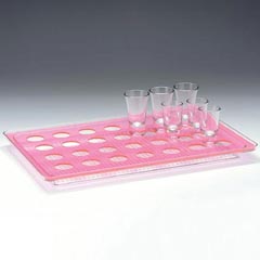 Zicco Shot Servis Standı, Polikarbon Tepsili, Dikdörtgen, 28'li, 44x28 cm, Pembe - Zicco