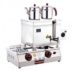 Silverinox 2 Demlikli Çay Kazanı, Çift Taban, Ekonomik, Elektrikli+LPG'li, 30'luk - 1