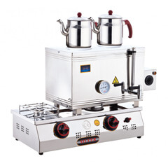 Silverinox 2 Demlikli Çay Kazanı, Çift Taban, Ekonomik, Elektrikli+LPG'li, 40'lık - 1