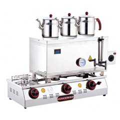 Silverinox 3 Demlikli Çay Kazanı, Çift Taban, Ekonomik, Elektrikli+Doğalgazlı, 60'lık - 1